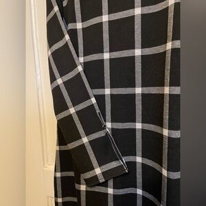 Ann Taylor NWT Black and Gray Plaid Long Sleeve Dress